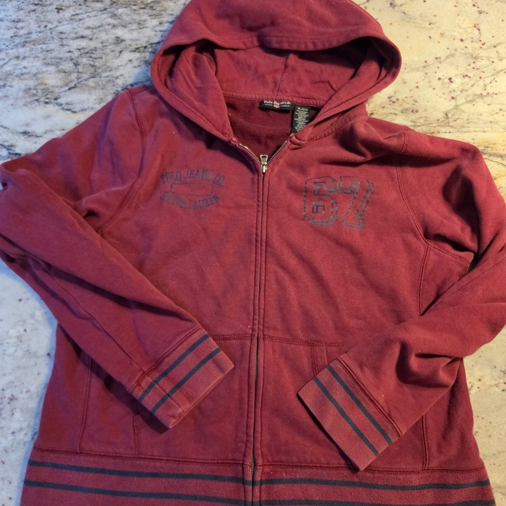 Polo Jeans Co. Burgundy zip up hoodie youth xl